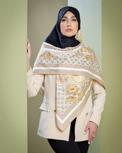 روسری ابریشم ژاکارد ال وی 30134