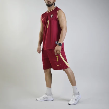 ست رکابی و شلوارک فوتبالی پرتغال مدل Nike-Dri Fit-4D0588 زرشکی