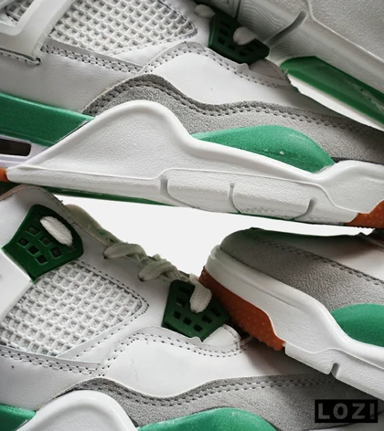 کتانی ساق‌دار زنانه و مردانه سفید طوسی سبز Nike air jordan 4 مدل 4829