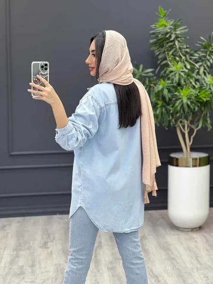 مانتو جین کاغذی دو جیب پاکتی