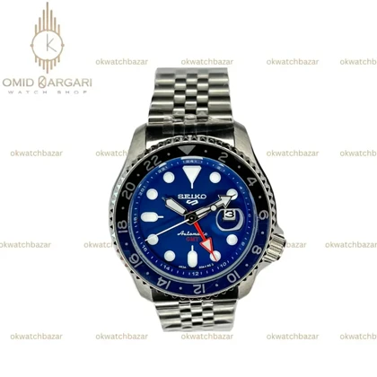 ساعت مچی سیکو 5 بند سیلور صفحه سرمه ای Seiko 5 GMT