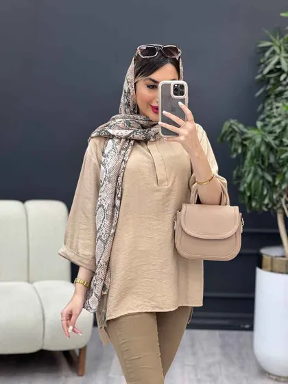 مانتو جلو بسته دکمه مخفی 4965