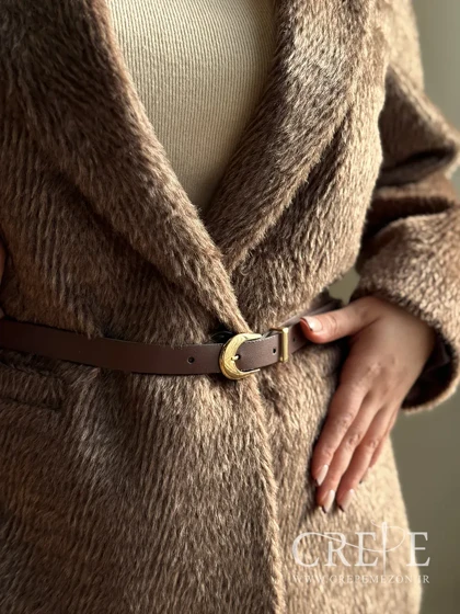 کت پوست سموری جناقی کمربند دار