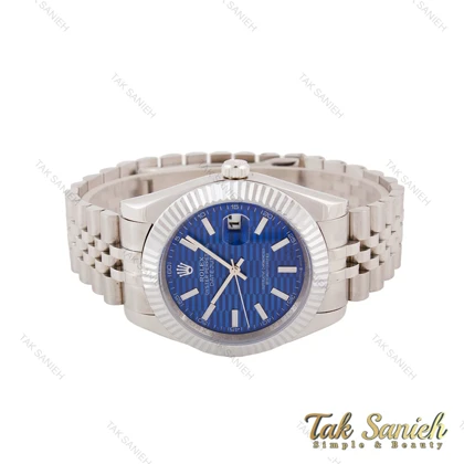 ساعت رولکس دیت جاست 2 مردانه استیل صفحه آبی طرح دار Rolex-5618-G