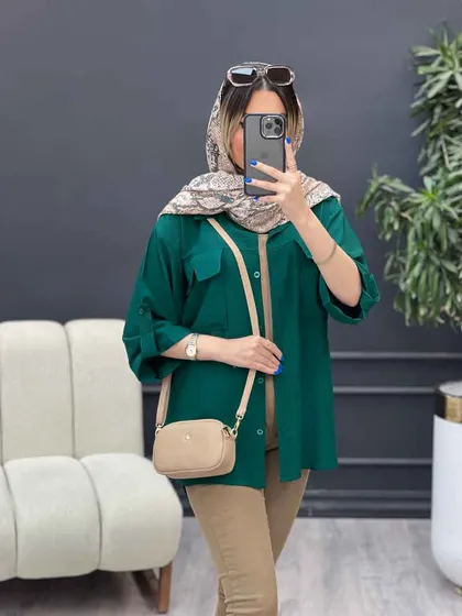 شومیز آستین پاگن سر جیب چاک