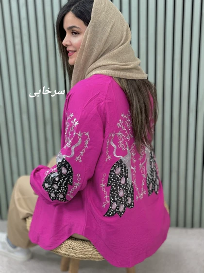 شومیز مانتویی گلدوزی طاووس