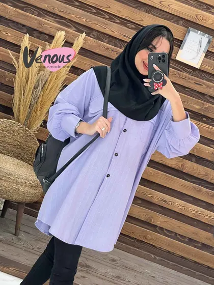 مانتو لینن راه راه سرجیب دوبل