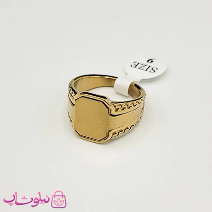 انگشتر مردانه استیل طرحدار فول طلایی رنگ کیفیت مستر کد 750