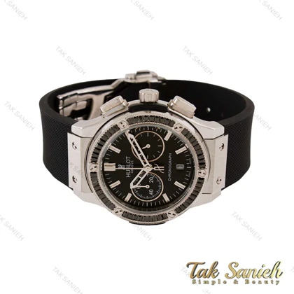 ساعت هابلوت زنانه سه موتوره نقره ای مشکی نگین‌دار Hublot-4466-L