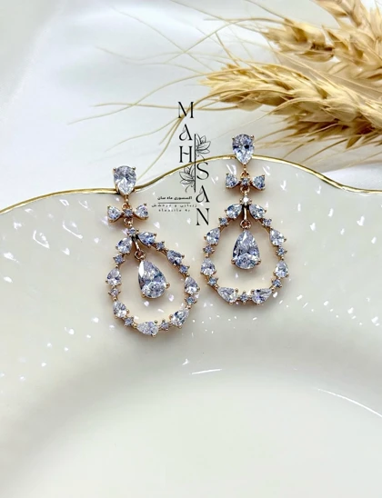 گوشواره ژوپینگ اشک کریستالی طرح مهسان