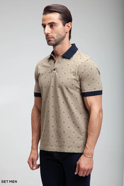 تیشرت یقه دارطرح دار