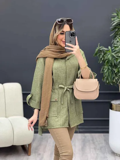 مانتو دکمه مخفی آستین پاگن