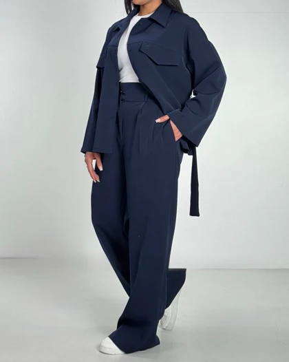 ست شومیز  و شلوار کمردار کد 9000104