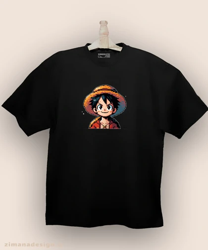 تیشرت لش مردانه و زنانه طرح وان پیس شخصیت لوفی کد 970