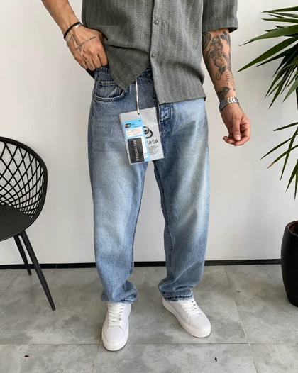 شلوار بگ استایل آبی روشن ساده BALENCIAGA