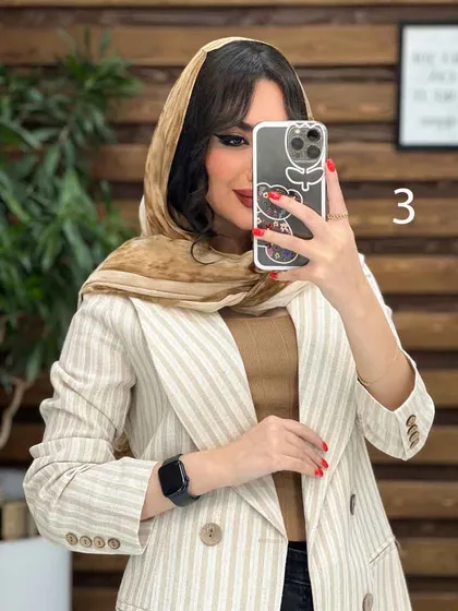 مانتو کتی راه راه چهاردکمه چوبی