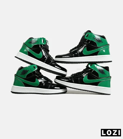 کفش کتانی ساق‌دار مردانه و زنانه مشکی سبز NIKE jordan 1 مدل 6965