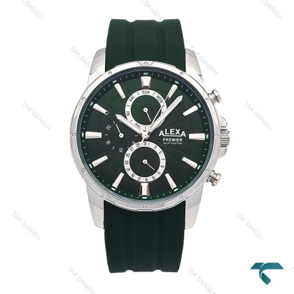 ساعت الکسا A0102 پریمیر مردانه سه موتوره استیل سبز Alexa-6207-G