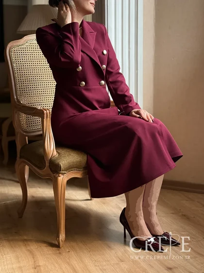 پیراهن کلوش یقه انگلیسی 6 دکمه