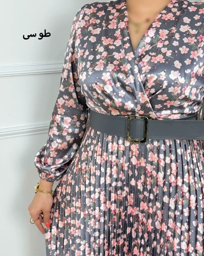 پیراهن مجلسی ساتین ( دامن پلیسه ) کد محصول 934