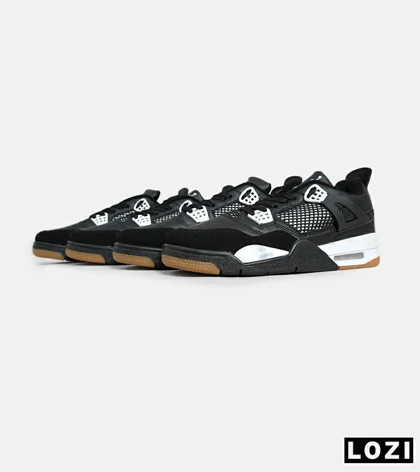 کتانی ساق‌دار زنانه و مردانه مشکی سفید Nike air jordan 4 مدل 6599