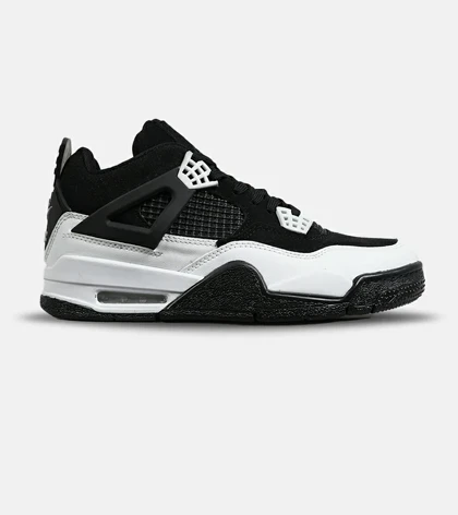 کتانی ساق‌دار زنانه و مردانه مشکی سفید Nike air jordan 4 مدل 8035