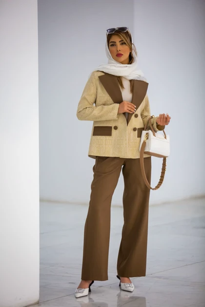 کت شلوار ژاکارد ترکیبی