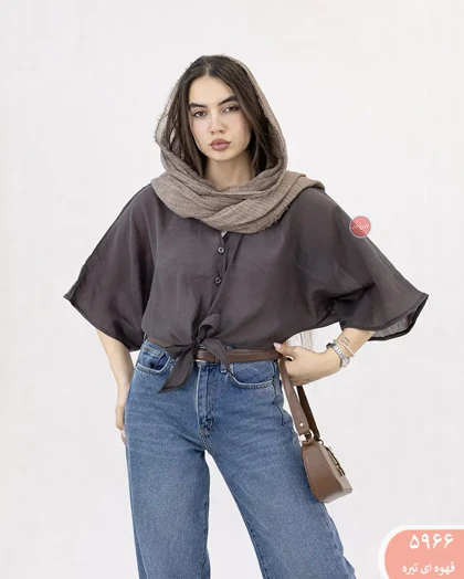 شومیز شیشه ای گره‌ای زنانه 5966 | الینور