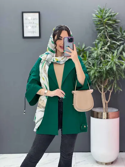 مانتو لینن آستین گت ضربدری