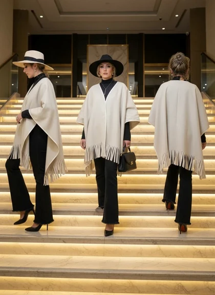 پانچو سرخپوستی کرم رژ