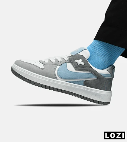 کفش مردانه و زنانه سفید طوسی آبی NIKE AIR JORDAN