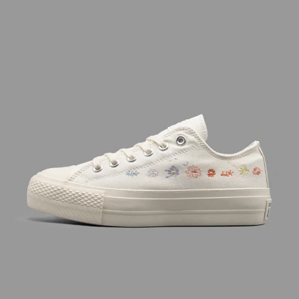 کانورس پلتفرم گل‌دار سفید Converse Platform White Flower