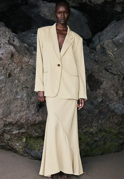 کت لینن آستردار کلاسیک H&M344