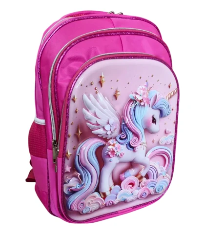 کوله پشتی مدرسه ای یونیکورن صورتی مدل Unicorn Pink
