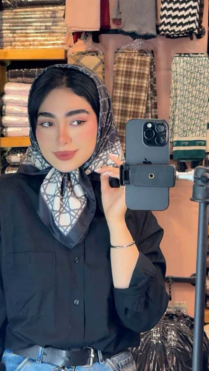 مینی‌اسکارف نخی کالکشن مشکی سفید