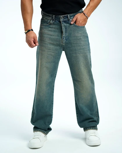 شلوار جین بگ فیت مردانه مدل استورم
