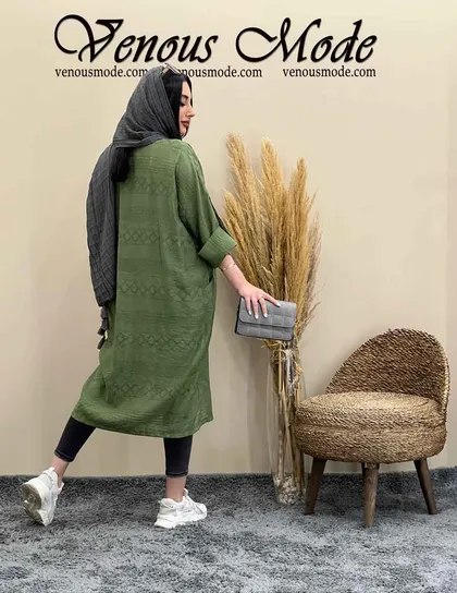 مانتو کتیبه آستین دکمه دار