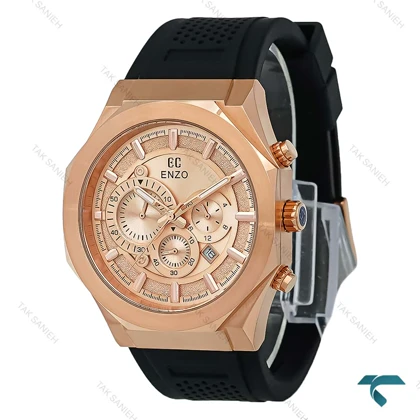 ساعت مردانه اورجینال انزو EC-3120 رزگلد بند رابر مشکی Enzo-8797-G