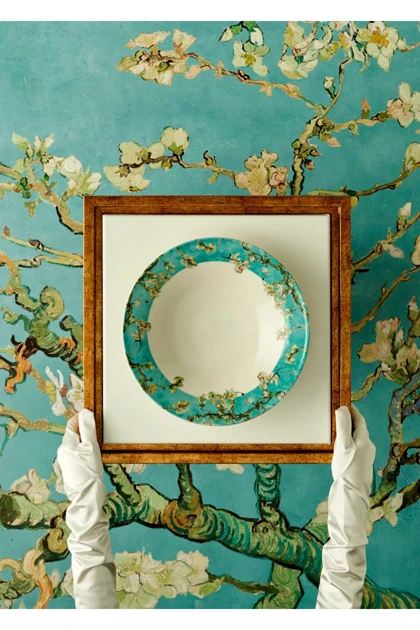 کاسه سالاد Bella Maison مدل Van Gogh Almond Blossom پرسلن - فیروزه‌ای