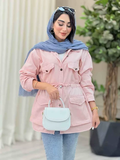 مانتو کتان کمرگت جیب پاکتی