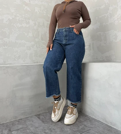 شلوار واید لگ آبی نفتی کد محصول : 4135