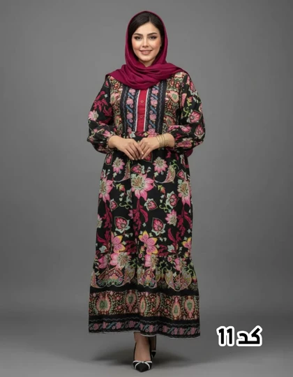 پیراهن ساحلی وارداتی دکمه دار طرح گل‌دار 7314