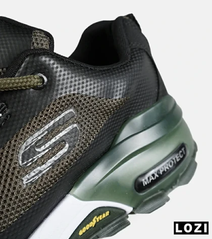 کفش کتانی طبی ورزشی مشکی سبز SKECHERS max protect مدل 7774