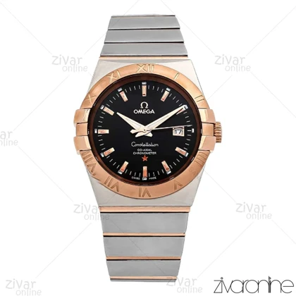 ساعت امگا کانسلیشن مردانه رزگلد نقره ای صفحه مشکی 106883