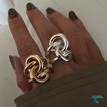 انگشتر گره‌ایی طلایی و نقره ایی Ring-8670-L