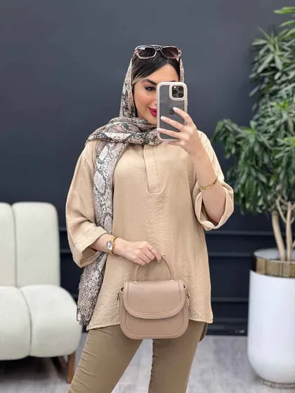 مانتو جلو بسته دکمه مخفی 4965