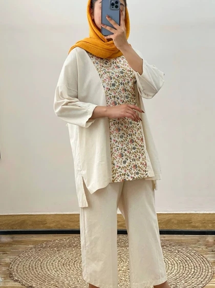 ست لینن با خرجکار هندی کد 2896