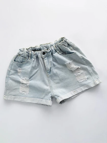 شورتک کوتاه جین زاپ‌دار پاچه پاکتی