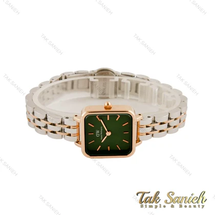 ساعت دنیل ولینگتون زنانه مربعی دورنگ رزگلد صفحه سبز DW-4479-L