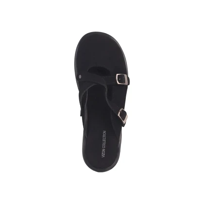 صندل زنانه پشت‌باز دو سگک_مشکی کد 1999